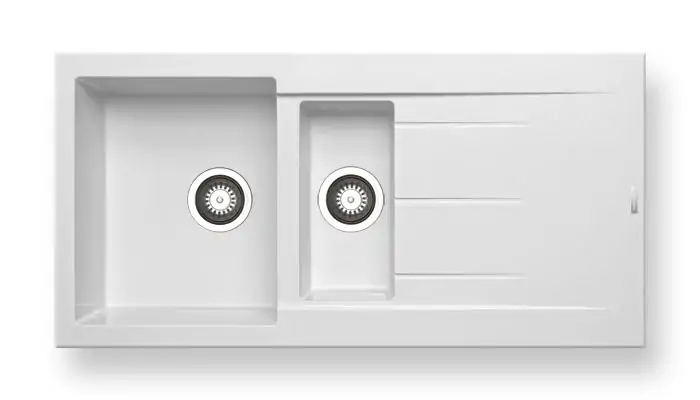 white composite 1.5 bowl sink
